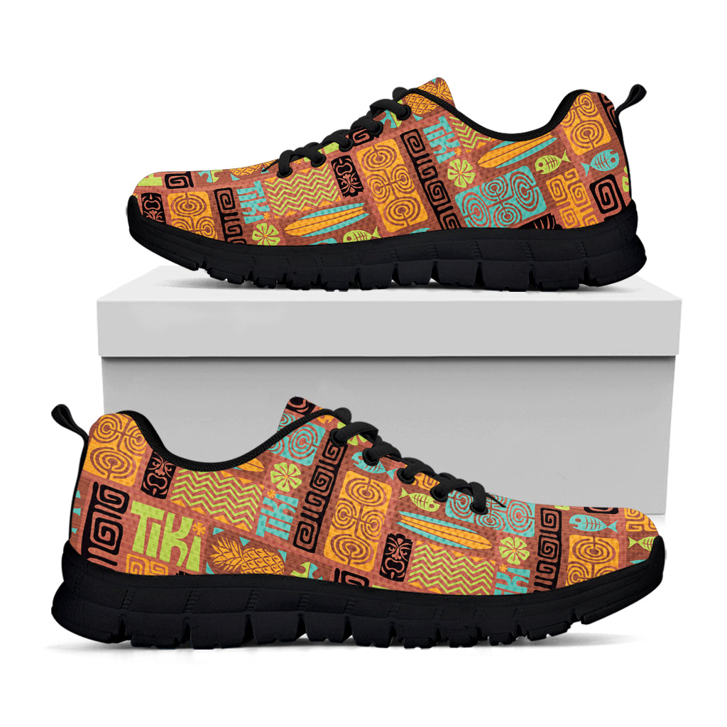 Ethnic Tiki Pattern Print Black Sneakers