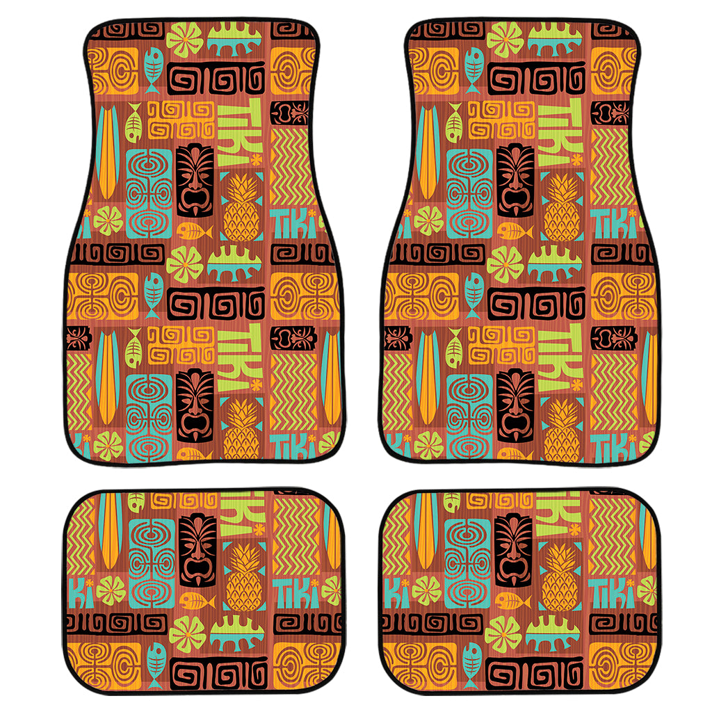 Ethnic Tiki Pattern Print Front and Back Car Floor Mats