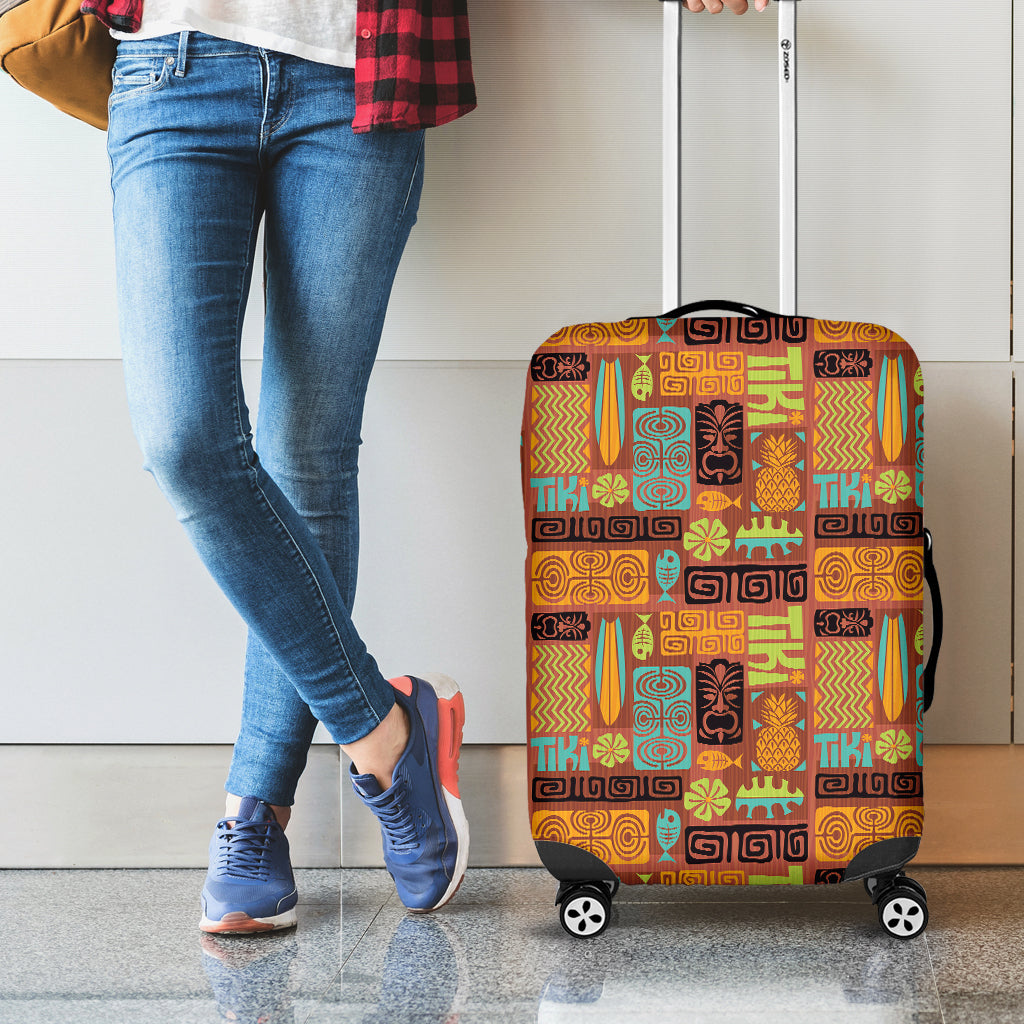 Ethnic Tiki Pattern Print Luggage Cover