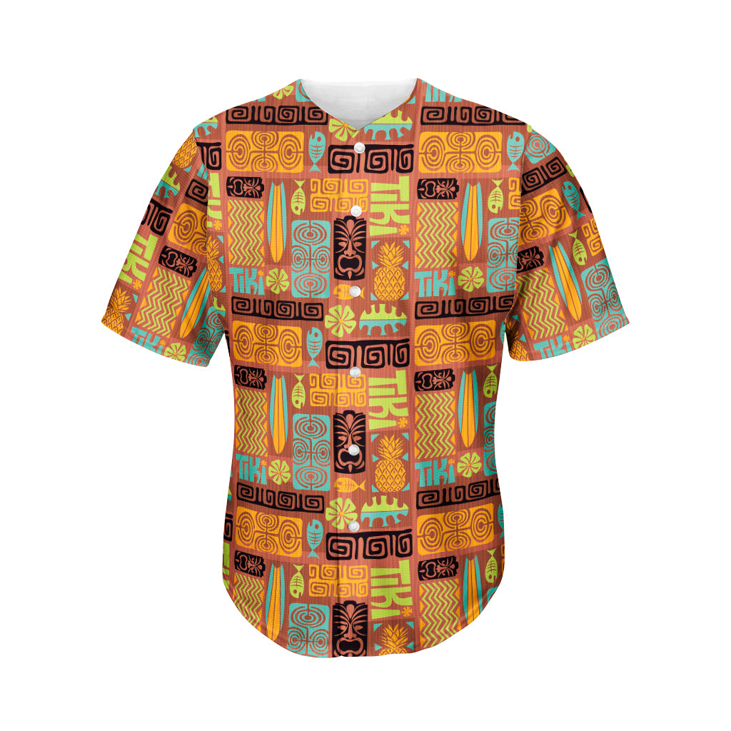 Ethnic Tiki Pattern Print Men's Baseball Jersey