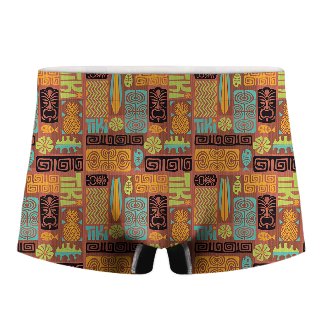 Ethnic Tiki Pattern Print Men's Boxer Briefs