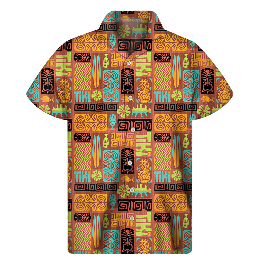 Ethnic Tiki Pattern Print Men's Short Sleeve Shirt