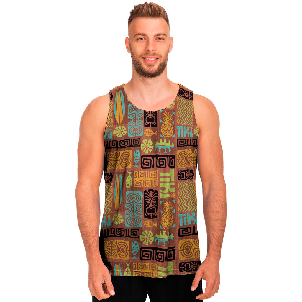 Ethnic Tiki Pattern Print Men's Tank Top