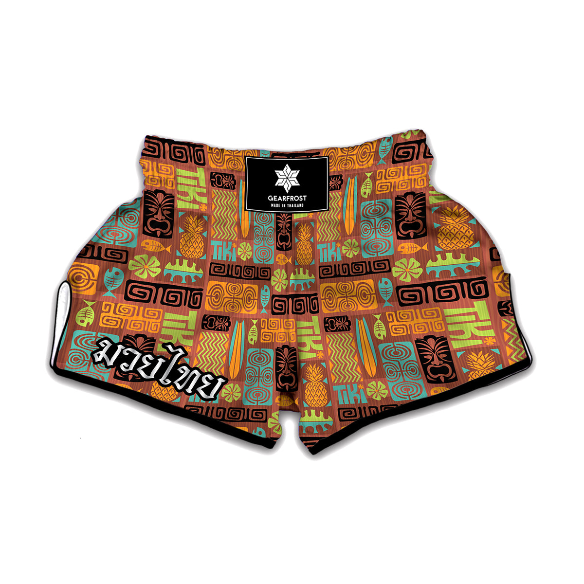 Ethnic Tiki Pattern Print Muay Thai Boxing Shorts