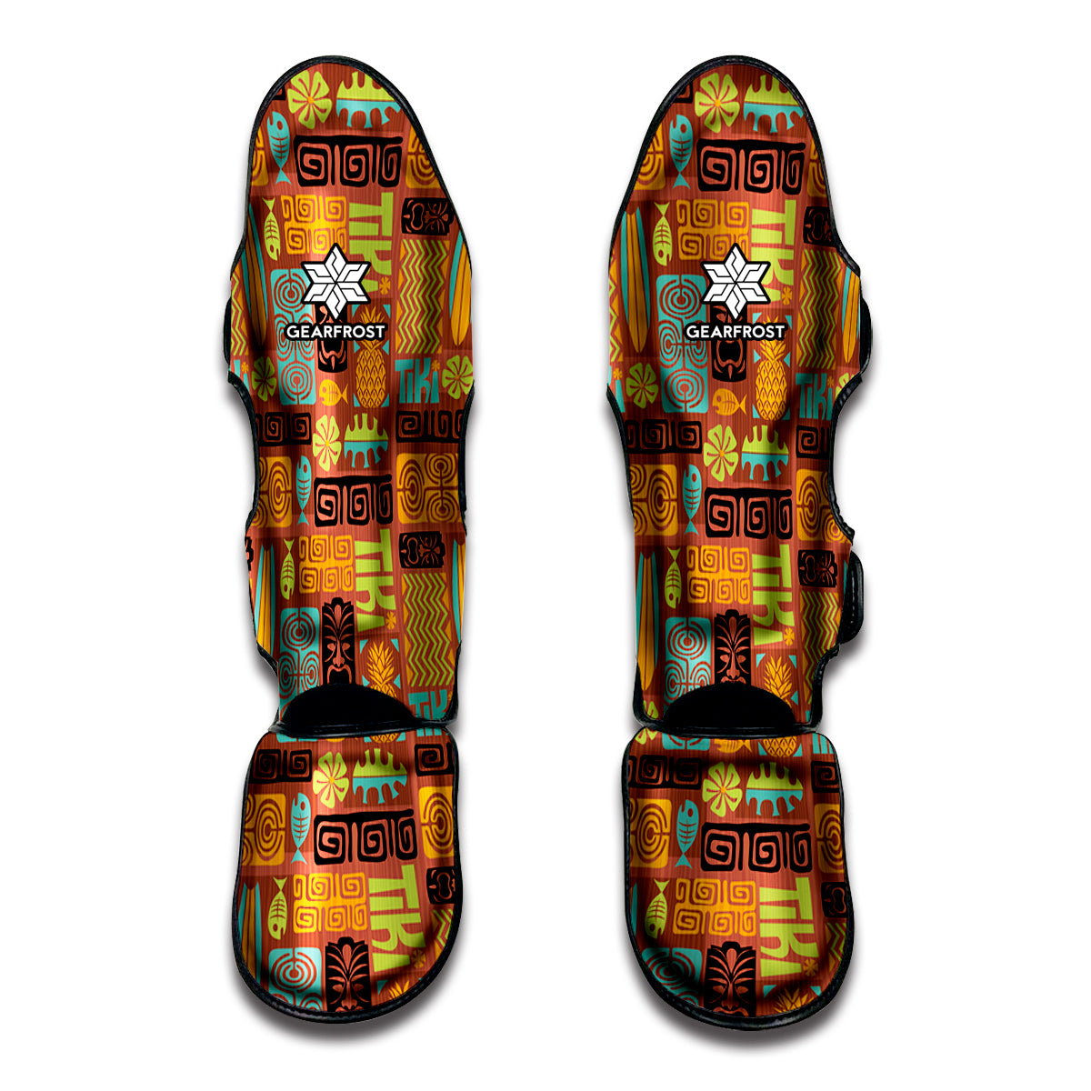 Ethnic Tiki Pattern Print Muay Thai Shin Guards