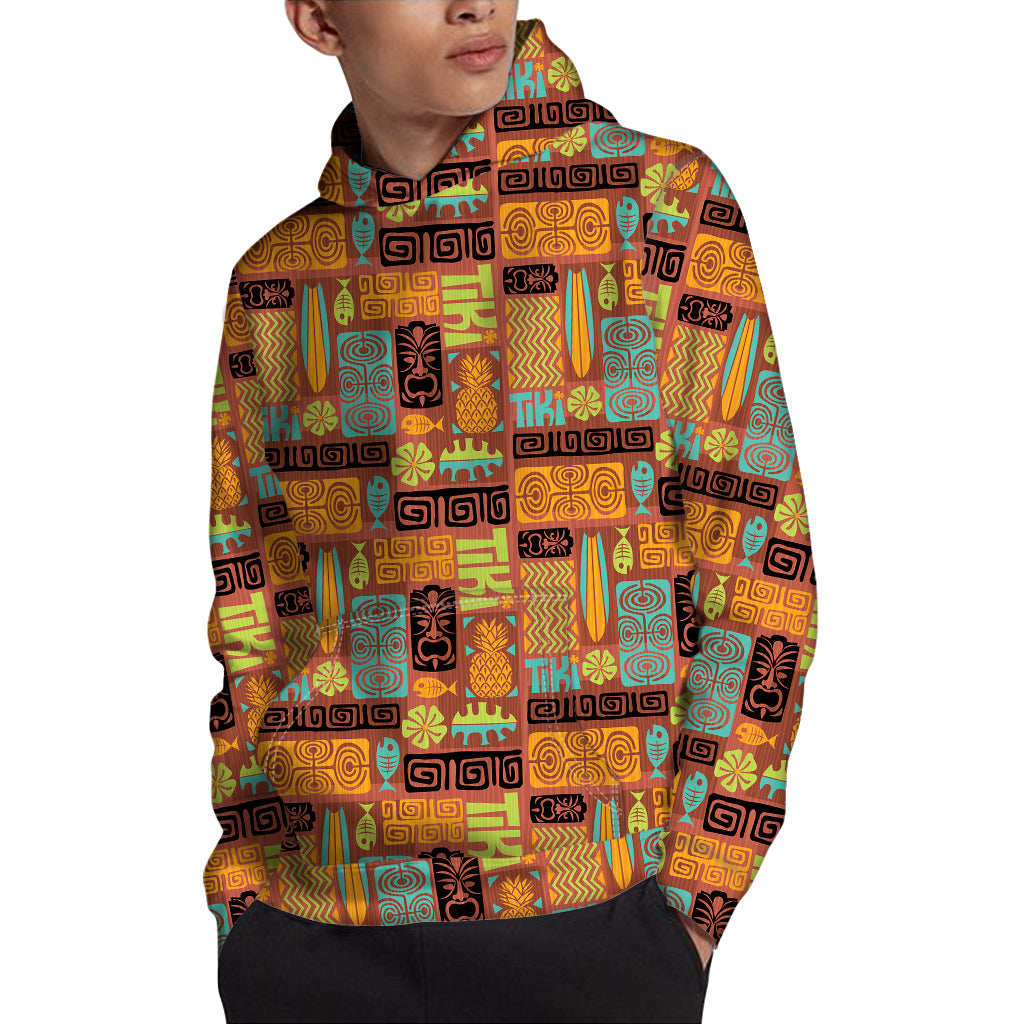 Ethnic Tiki Pattern Print Pullover Hoodie