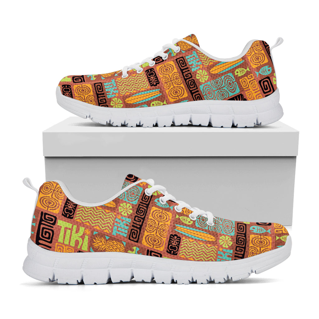 Ethnic Tiki Pattern Print White Sneakers