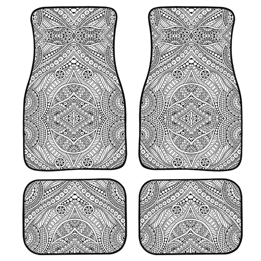 Ethnic Zentangle Pattern Print Front and Back Car Floor Mats