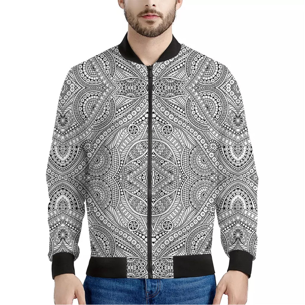 Ethnic Zentangle Pattern Print Men's Bomber Jacket