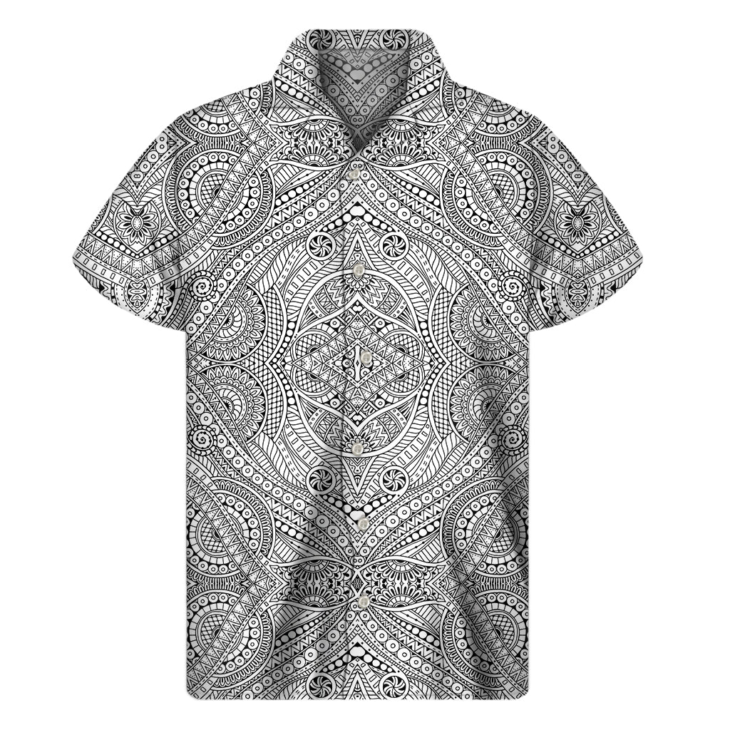 Ethnic Zentangle Pattern Print Men's Short Sleeve Shirt