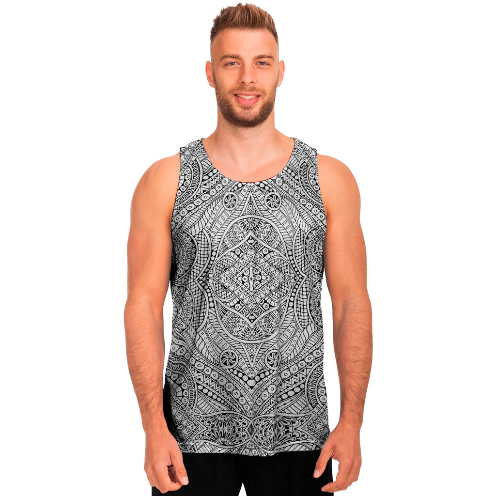 Ethnic Zentangle Pattern Print Men's Tank Top