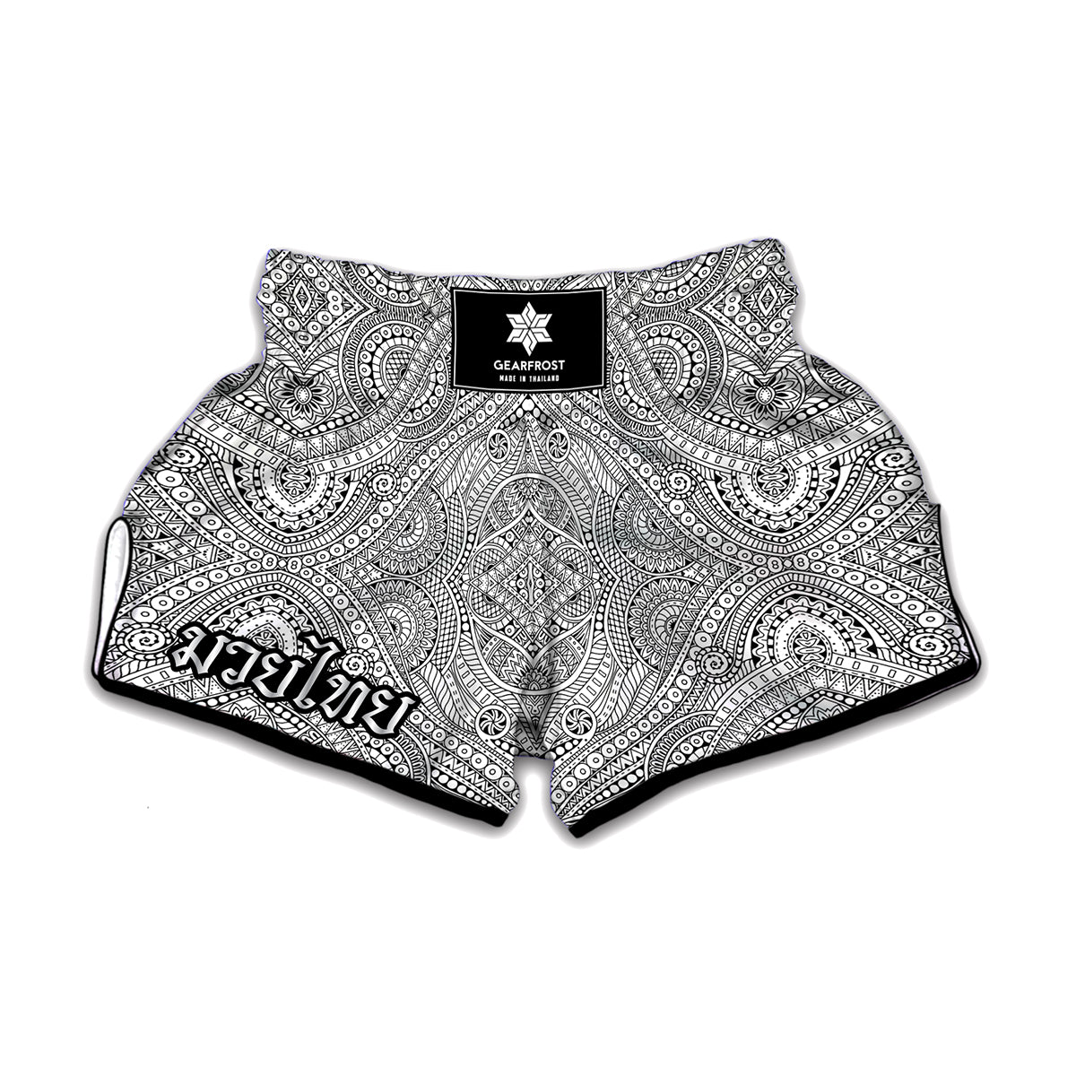 Ethnic Zentangle Pattern Print Muay Thai Boxing Shorts