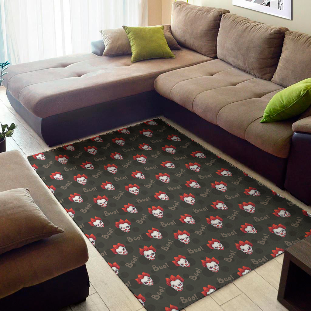 Evil Scary Clown Pattern Print Area Rug