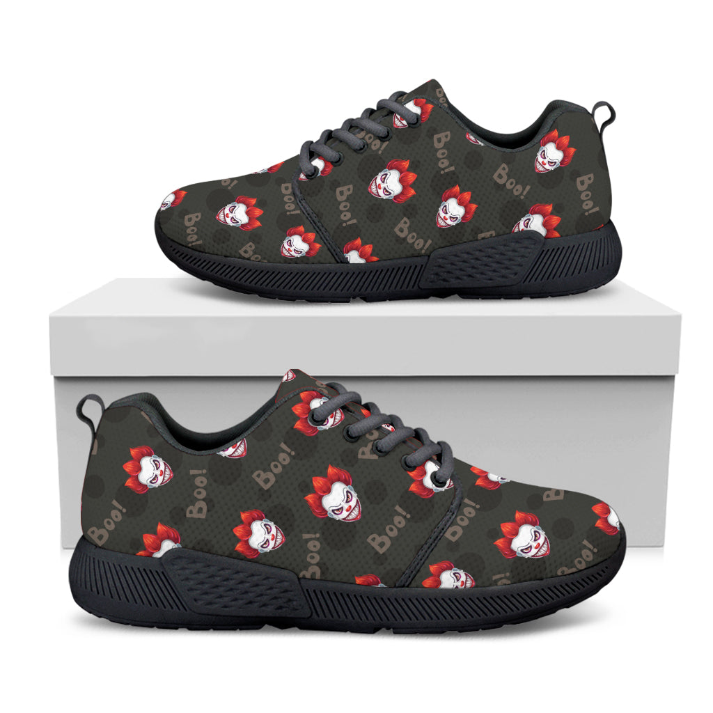 Evil Scary Clown Pattern Print Black Athletic Shoes