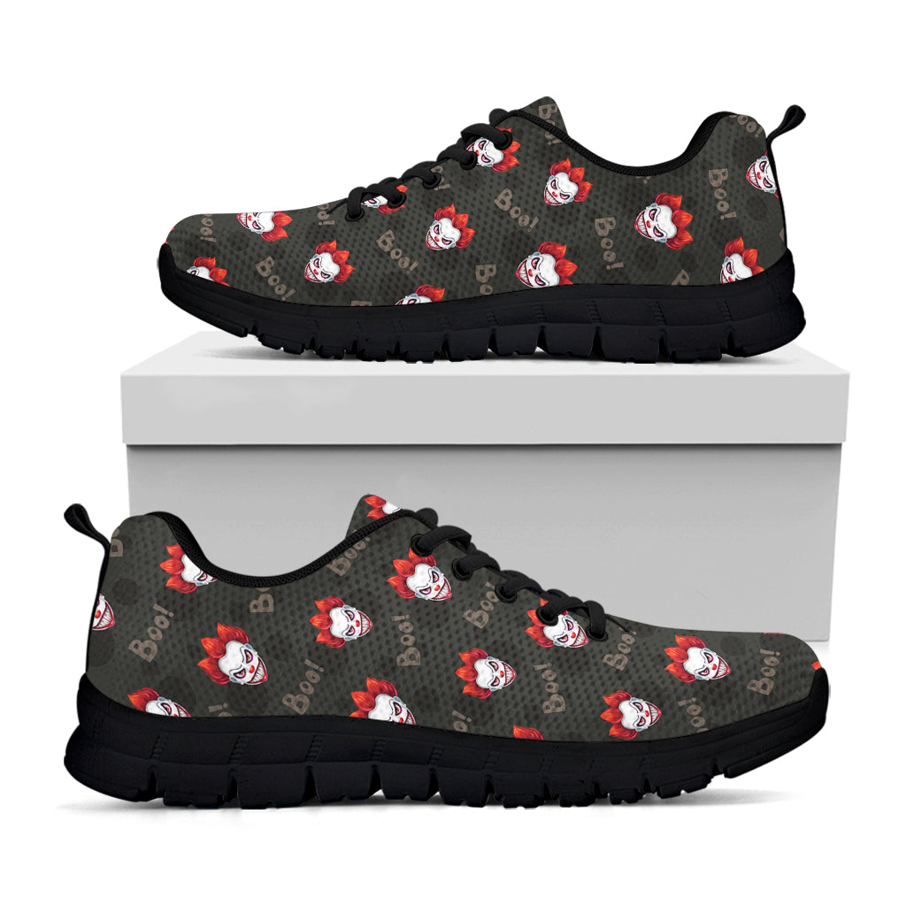 Evil Scary Clown Pattern Print Black Sneakers