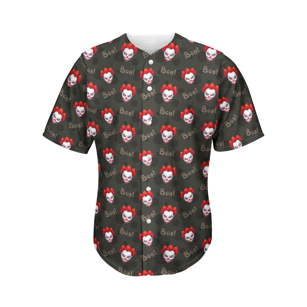 Evil Scary Clown Pattern Print Men's Baseball Jersey