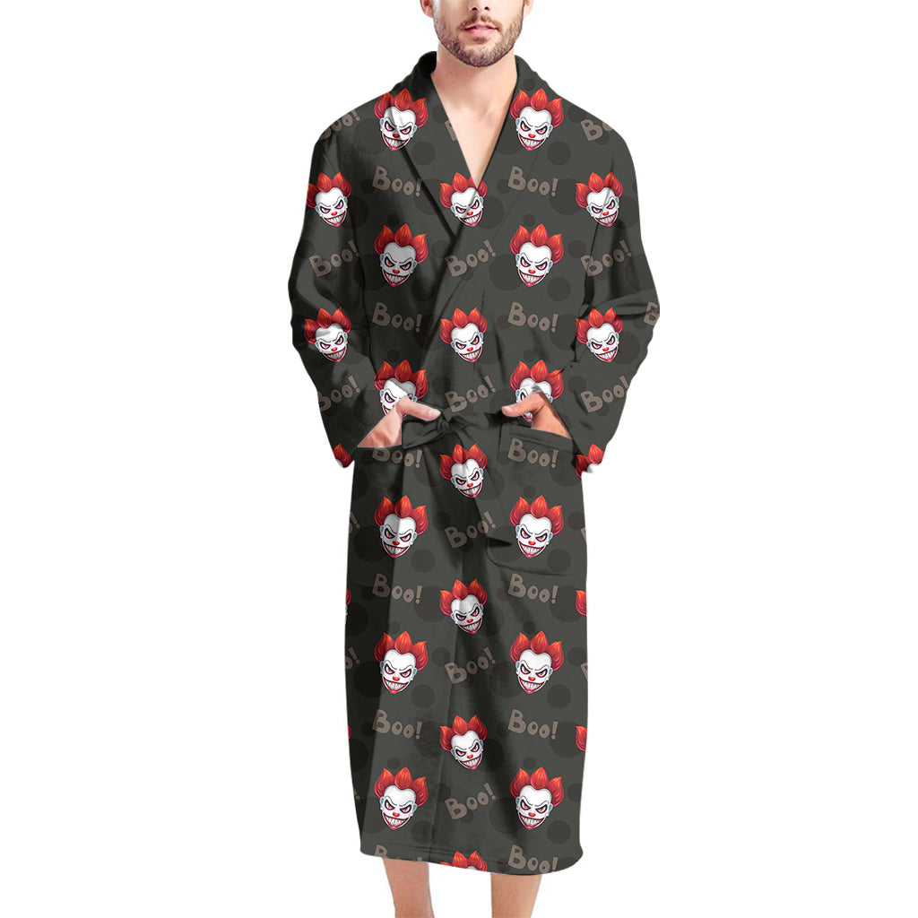 Evil Scary Clown Pattern Print Men's Bathrobe