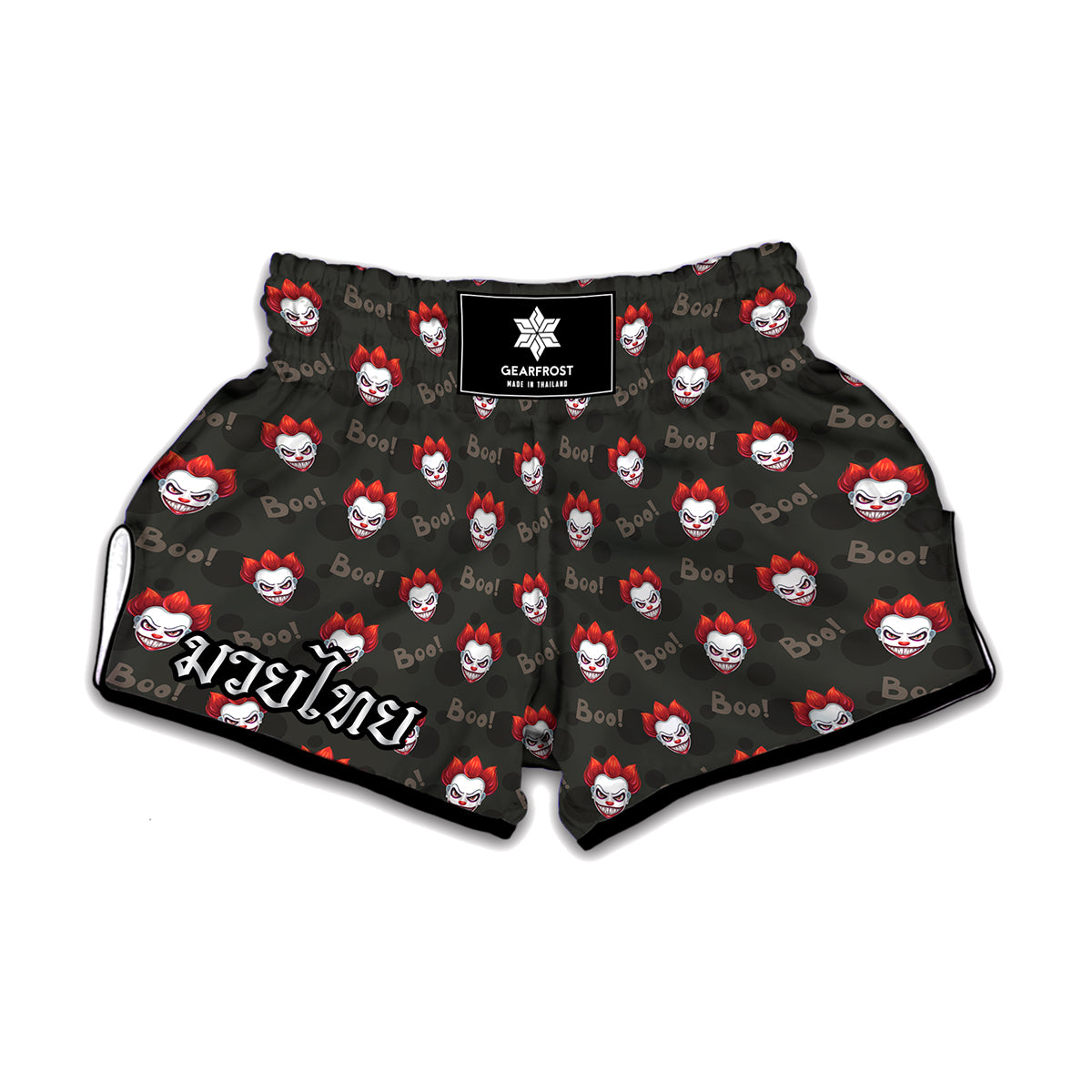 Evil Scary Clown Pattern Print Muay Thai Boxing Shorts