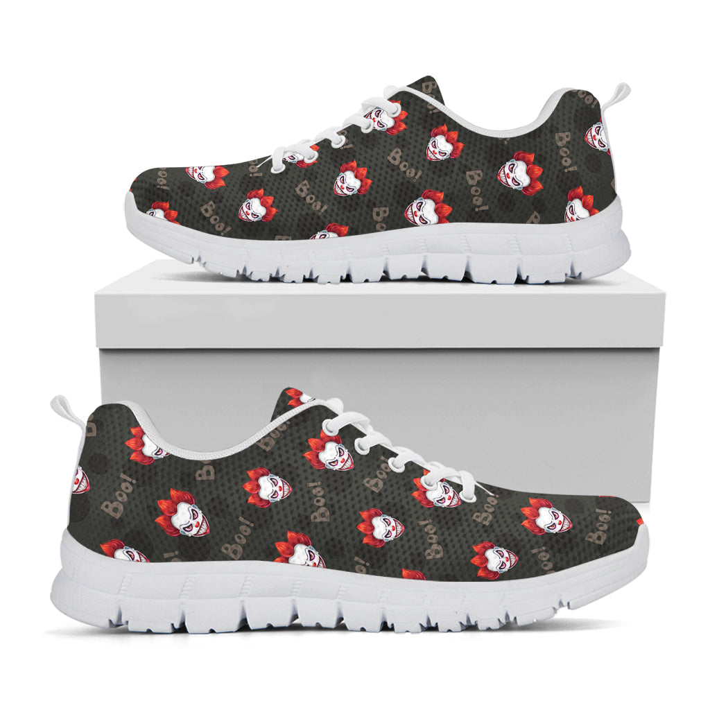 Evil Scary Clown Pattern Print White Sneakers