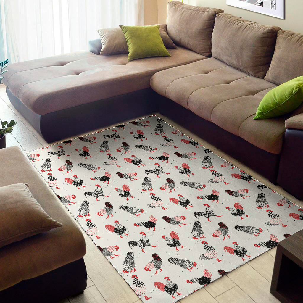 Exotic Chicken Pattern Print Area Rug