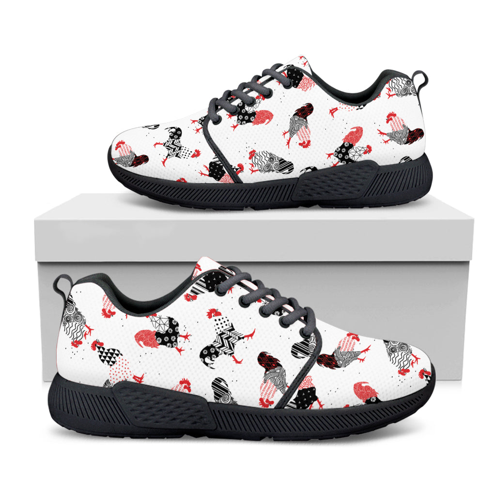 Exotic Chicken Pattern Print Black Athletic Shoes