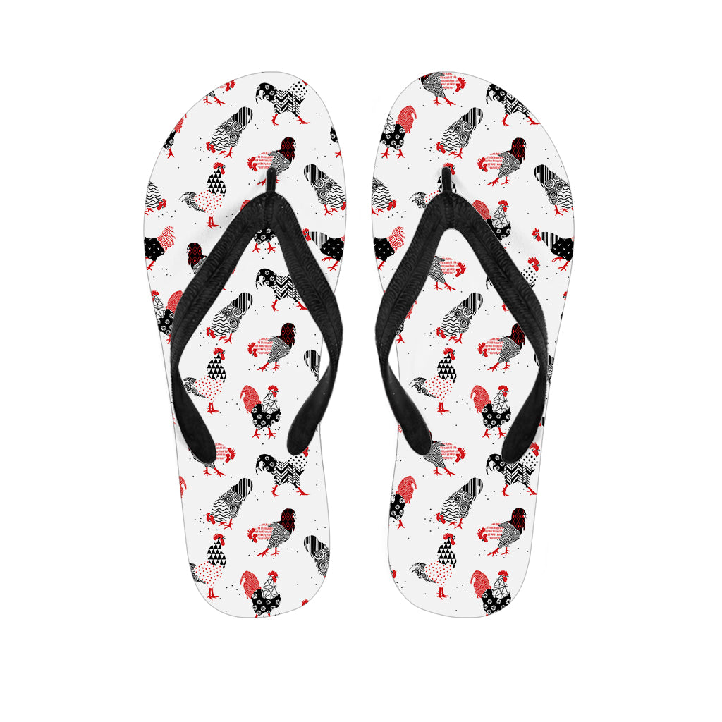 Exotic Chicken Pattern Print Flip Flops