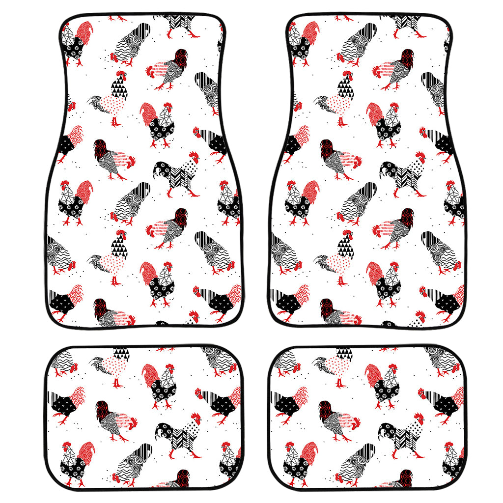 Exotic Chicken Pattern Print Front and Back Car Floor Mats