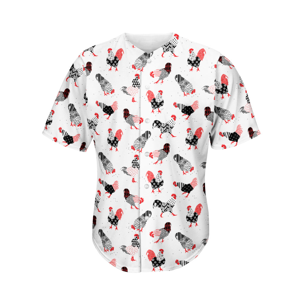 Exotic Chicken Pattern Print Men's Baseball Jersey