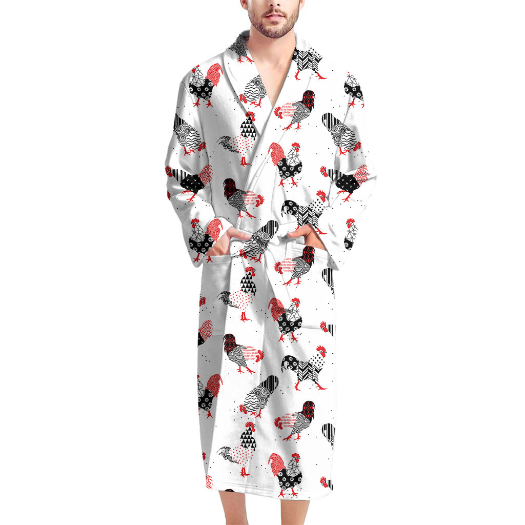 Exotic Chicken Pattern Print Men's Bathrobe