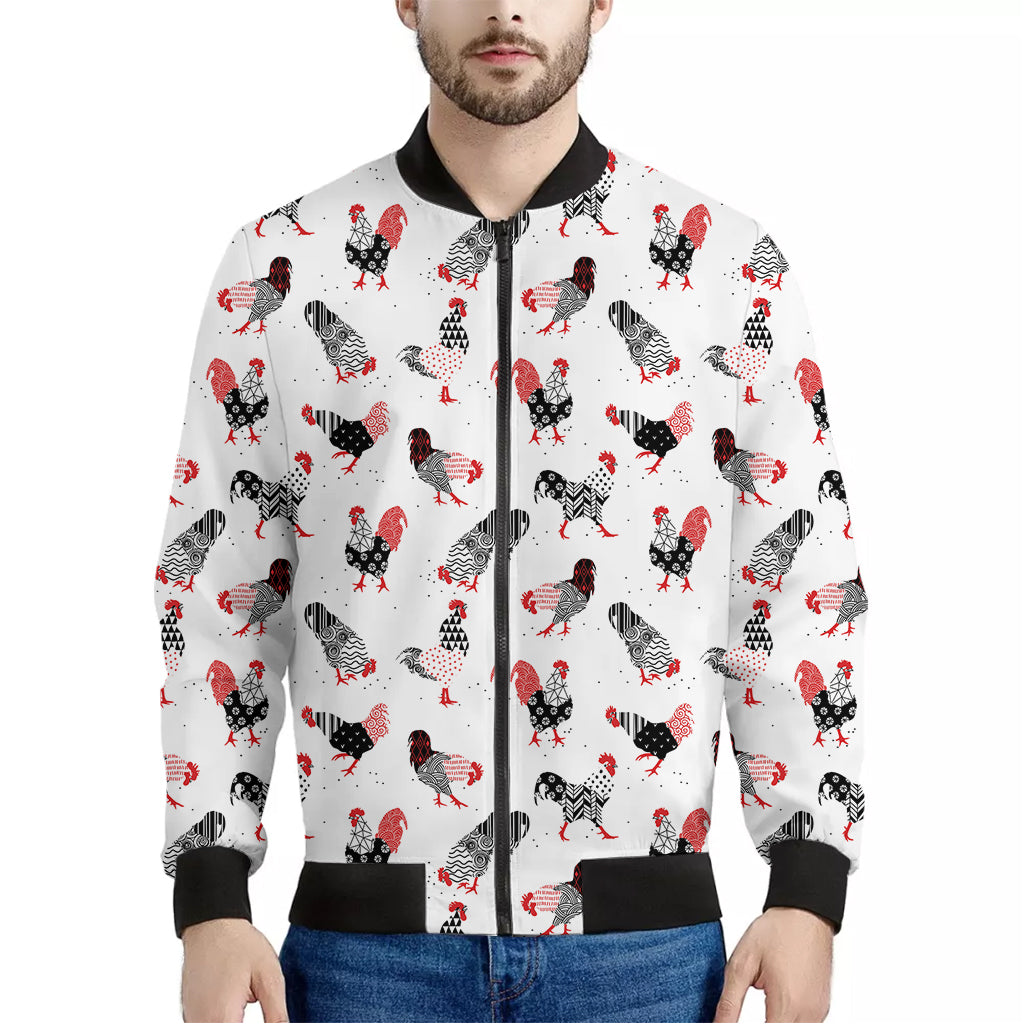 Exotic Chicken Pattern Print Men's Bomber Jacket