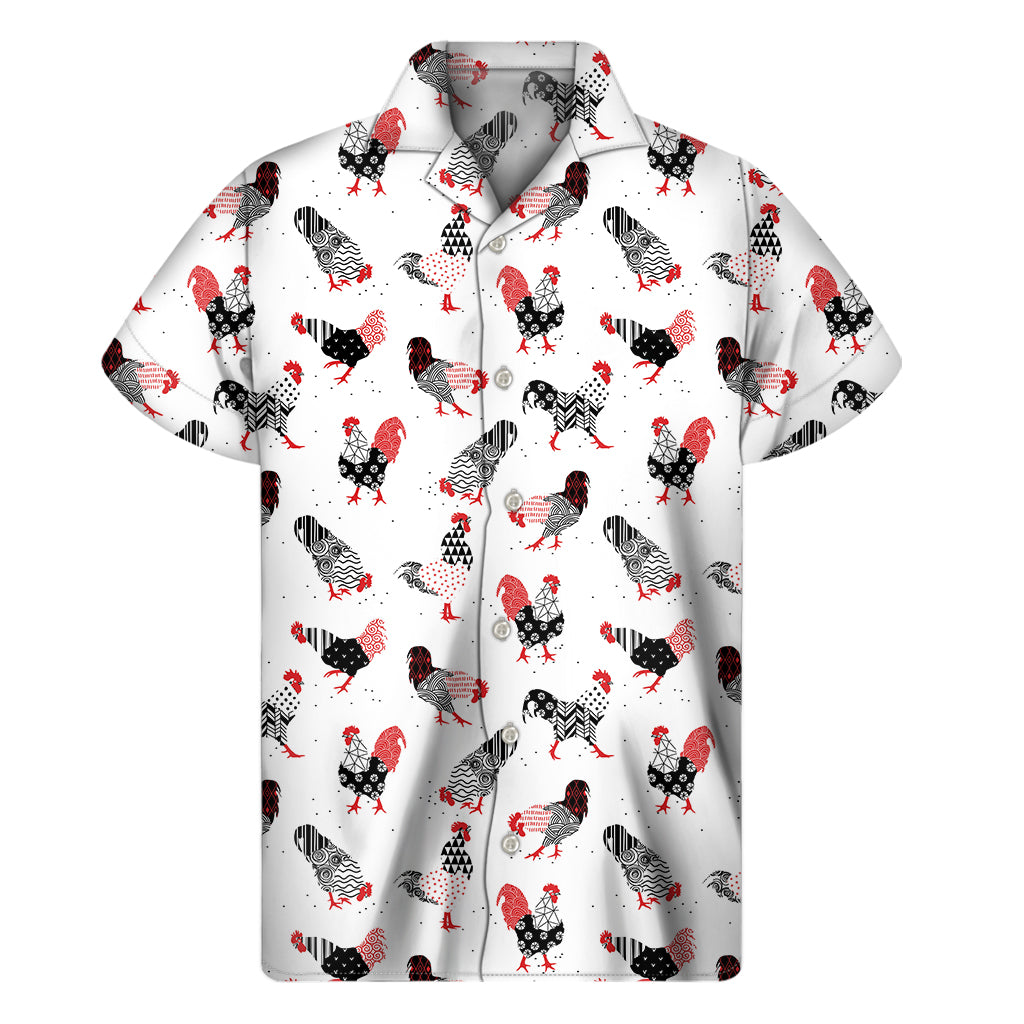 Exotic Chicken Pattern Print Men's Short Sleeve Shirt