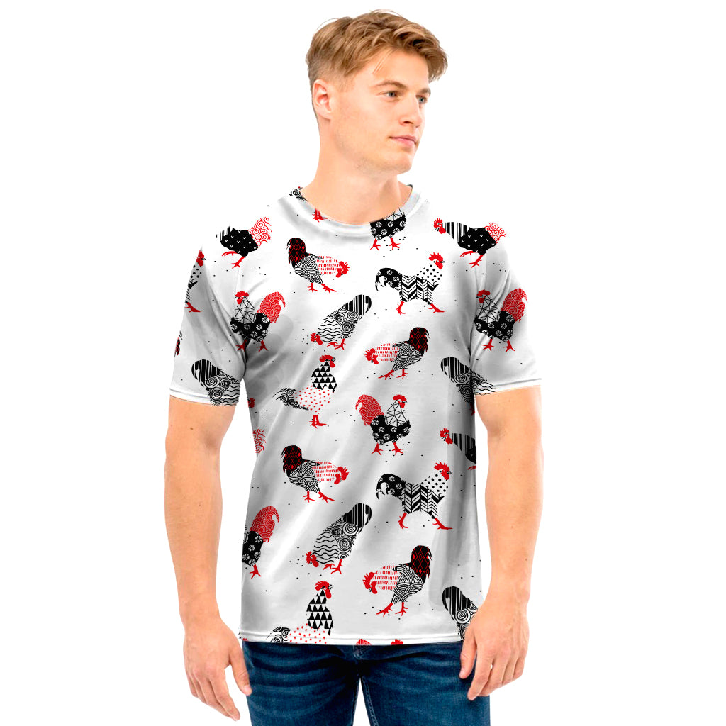 Exotic Chicken Pattern Print Men's T-Shirt