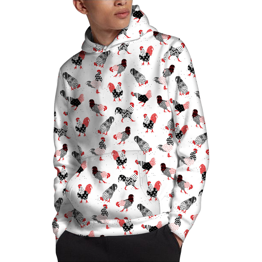 Exotic Chicken Pattern Print Pullover Hoodie