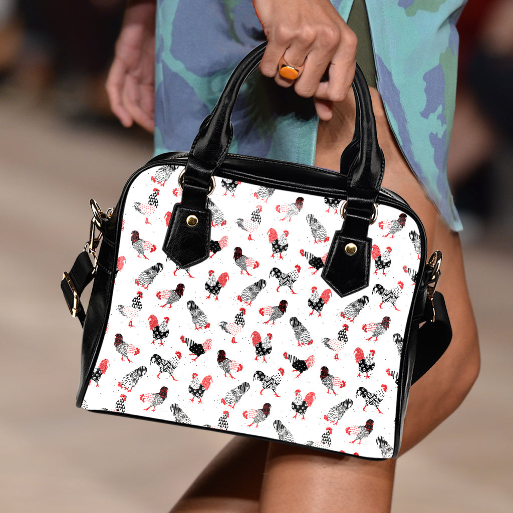 Exotic Chicken Pattern Print Shoulder Handbag