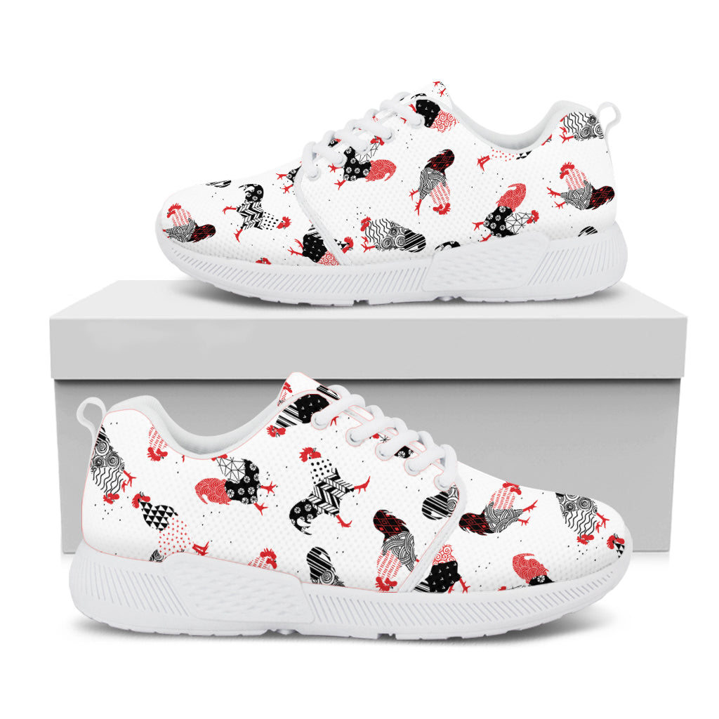 Exotic Chicken Pattern Print White Athletic Shoes