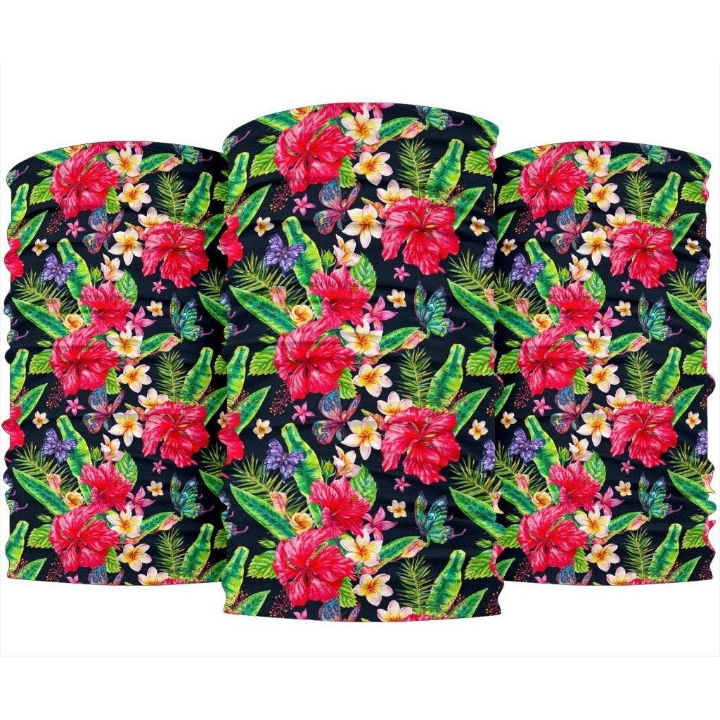 Exotic Hibiscus Flowers Pattern Print 3-Pack Bandanas