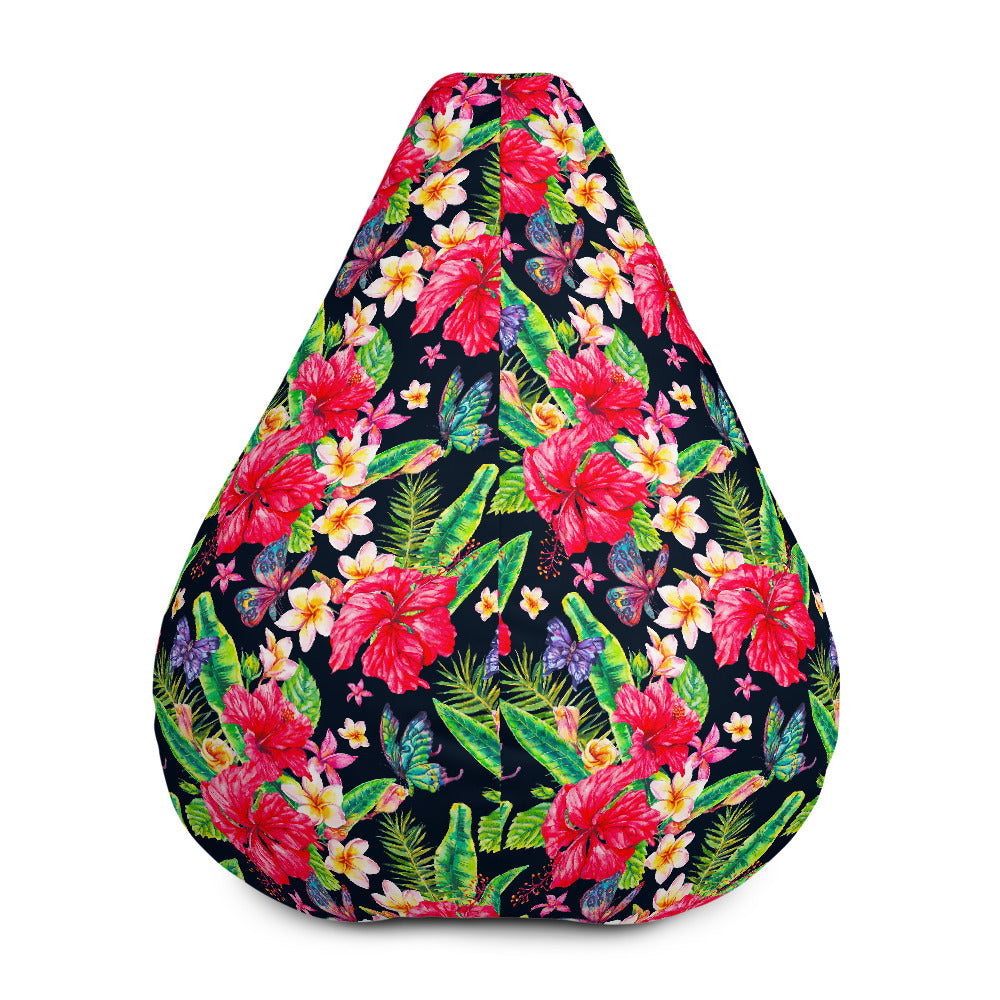 Exotic Hibiscus Flowers Pattern Print Bean Bag Cover