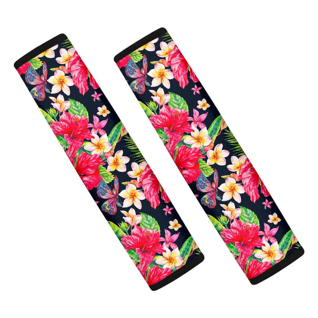 Exotic Hibiscus Flowers Pattern Print Car Seat Belt Covers