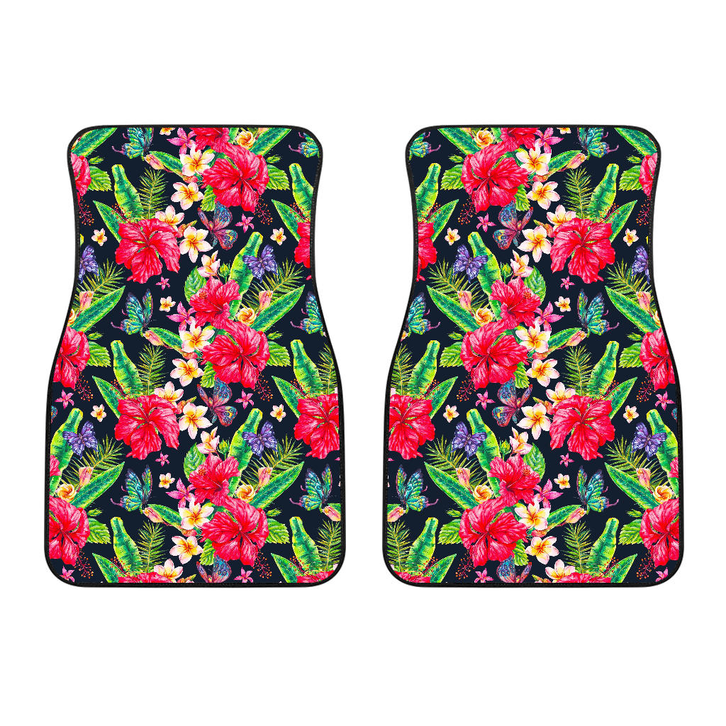 Exotic Hibiscus Flowers Pattern Print Front Car Floor Mats