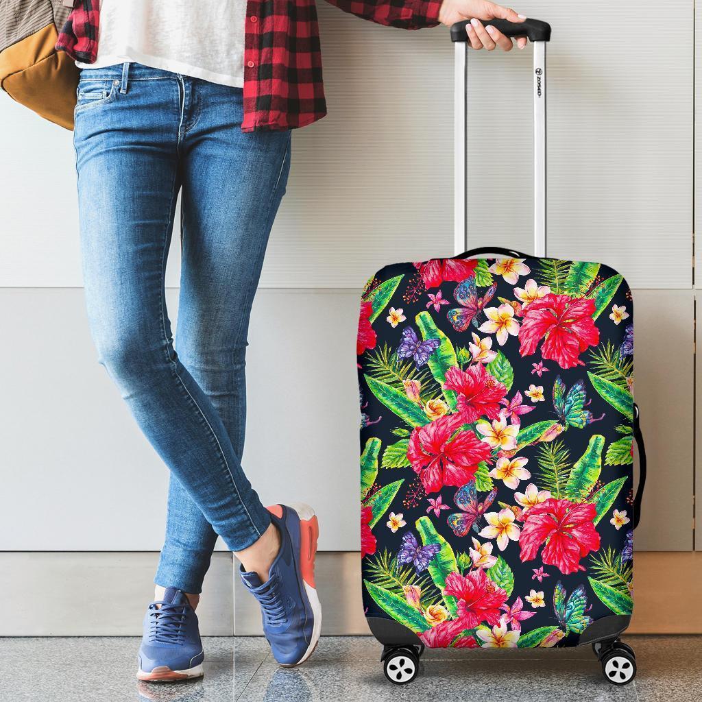 Exotic Hibiscus Flowers Pattern Print Luggage Cover