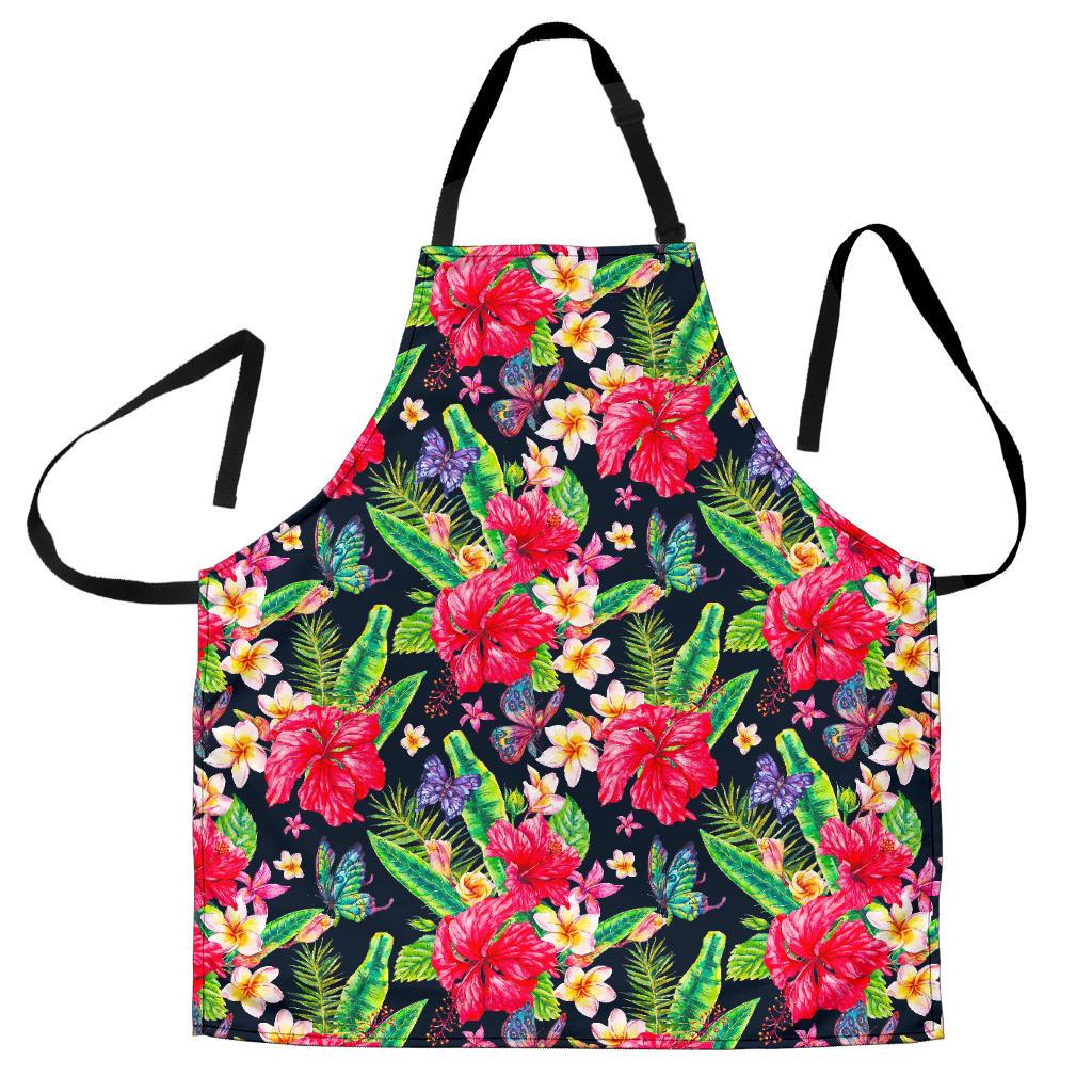 Exotic Hibiscus Flowers Pattern Print Men's Apron