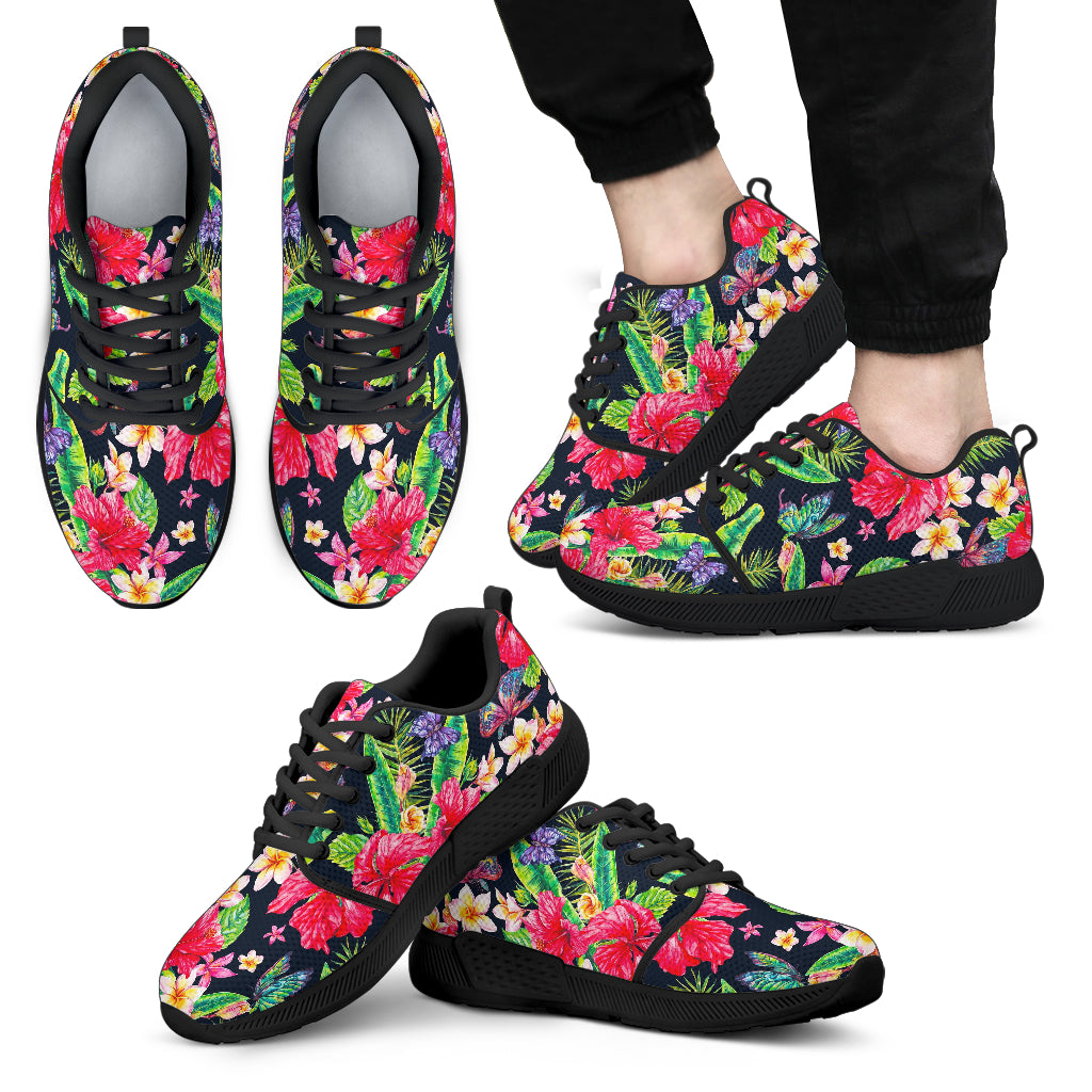 Exotic Hibiscus Flowers Pattern Print Men's Athletic Shoes