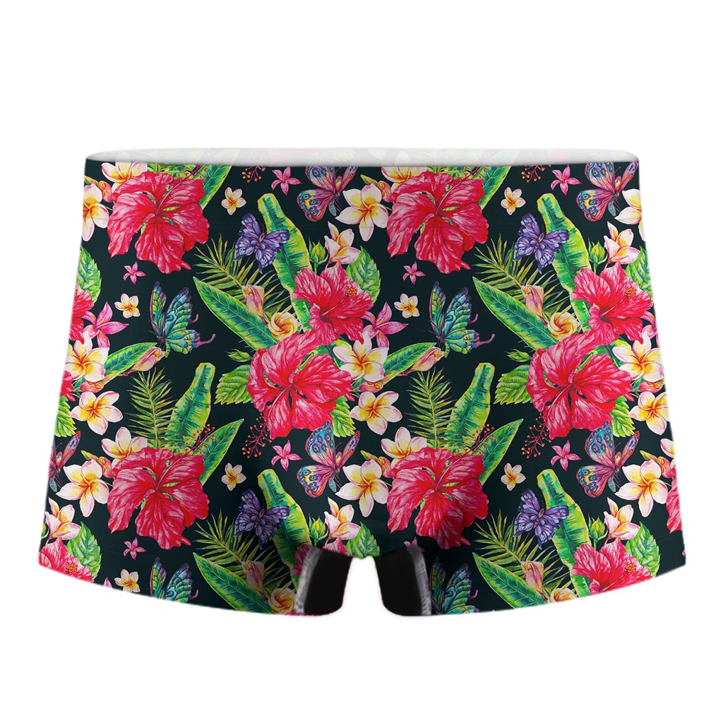 Exotic Hibiscus Flowers Pattern Print Men's Boxer Briefs