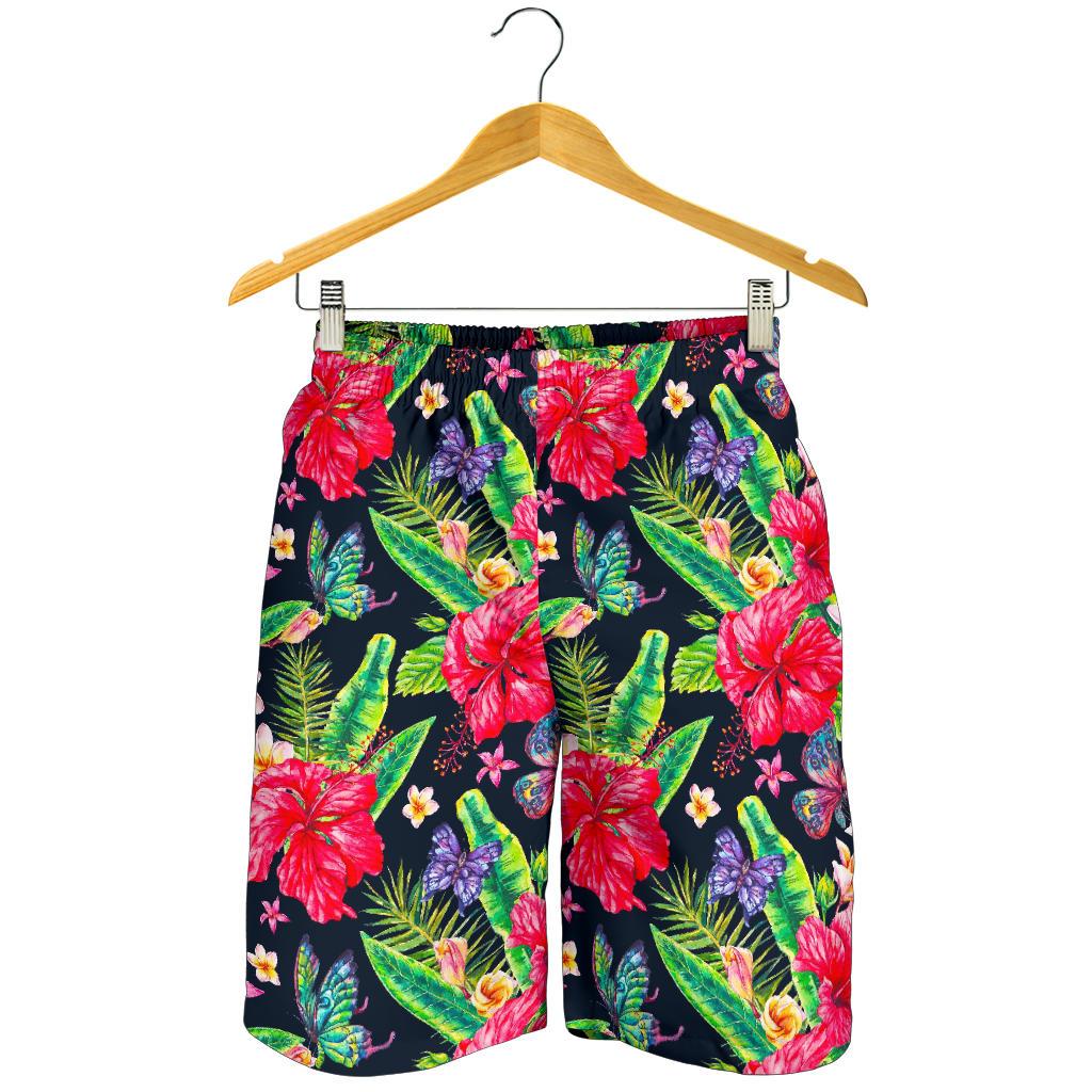 Exotic Hibiscus Flowers Pattern Print Men's Shorts