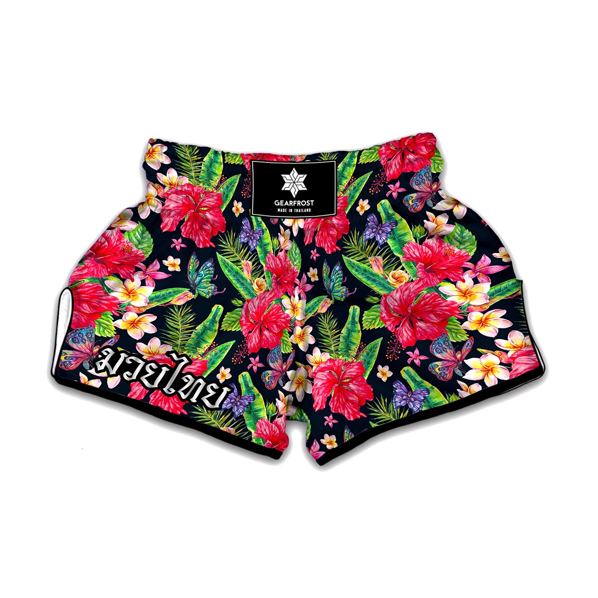 Exotic Hibiscus Flowers Pattern Print Muay Thai Boxing Shorts