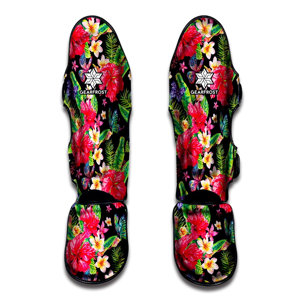 Exotic Hibiscus Flowers Pattern Print Muay Thai Shin Guards