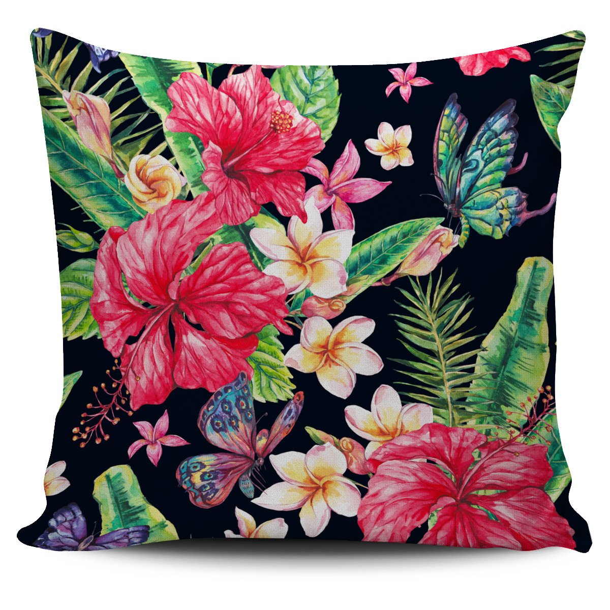 Exotic Hibiscus Flowers Pattern Print Pillow Cover