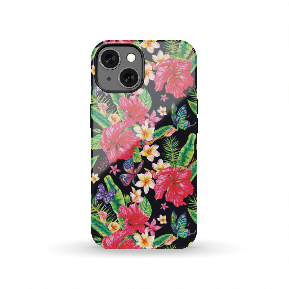 Exotic Hibiscus Flowers Pattern Print Tough Phone Case