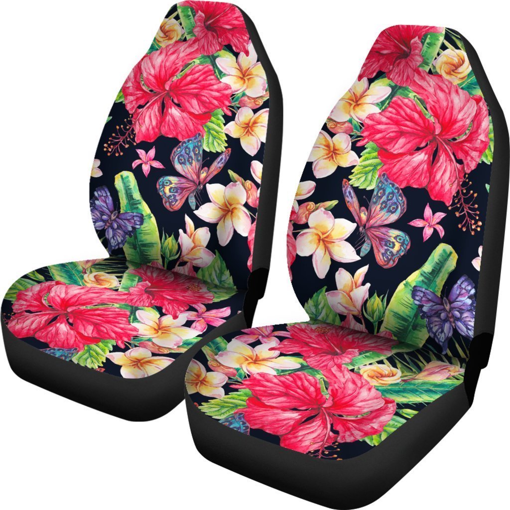 Exotic Hibiscus Flowers Pattern Print Universal Fit Car Seat Covers