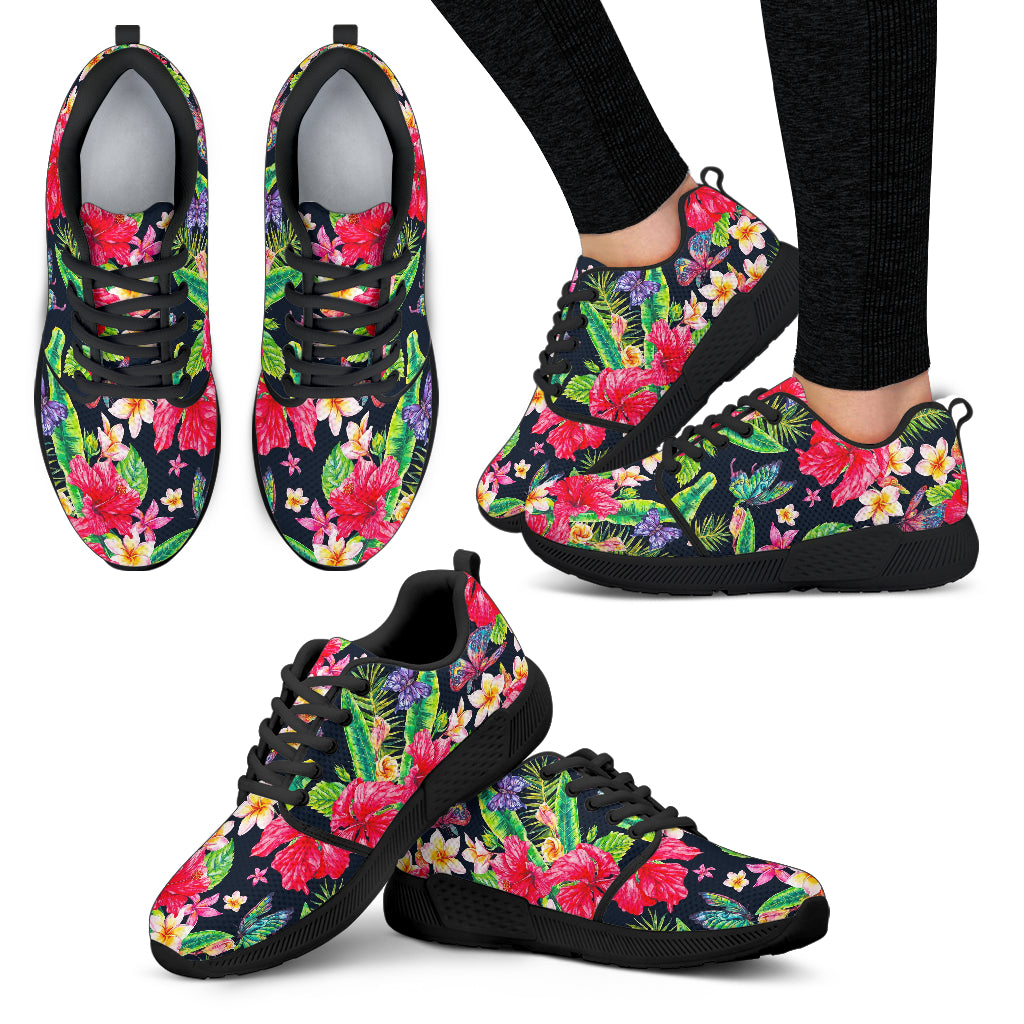 Exotic Hibiscus Flowers Pattern Print Women's Athletic Shoes